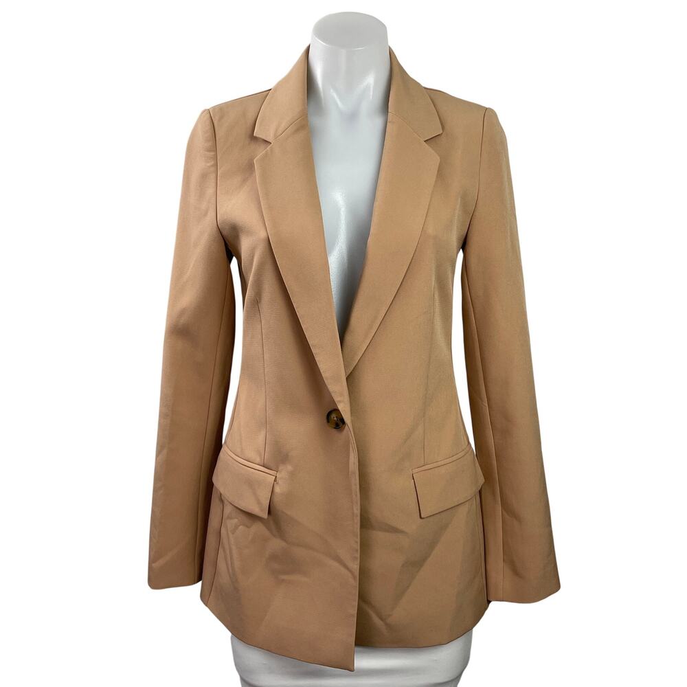 The Drop Women's Tan Long Sleeve Notch Lapel Pocket Blazer Coat Jacket Size XXS